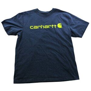 Carhartt Mens Work T-Shirt Laarge Loose Fit Logo Graphic Tee Short Sleeve Blue